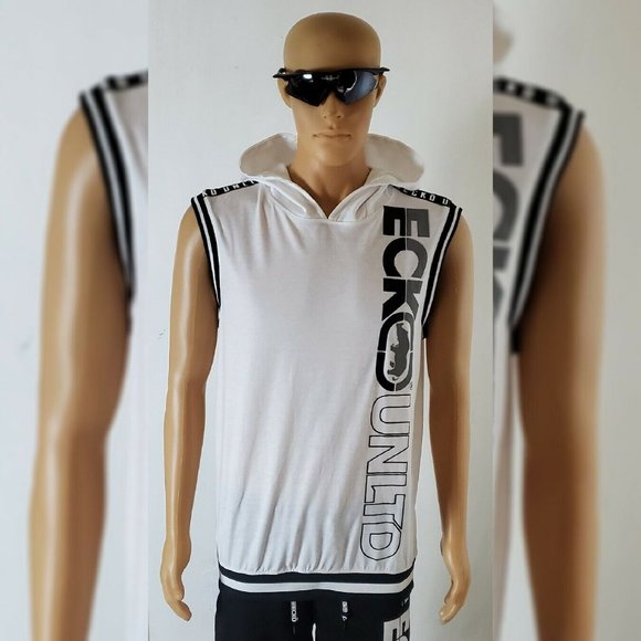 ECKO UNLTD AUTHENTIC SLEEVELESS STAR HODDIE MEN'S SIZE M VERTICAL SIDE LOGO - Picture 1 of 9